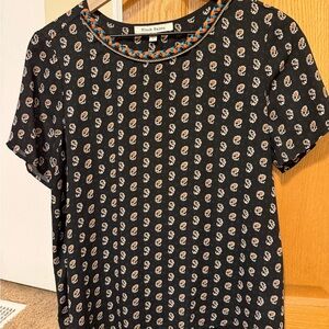 Black Rainn Black and Orange Floral Blouse